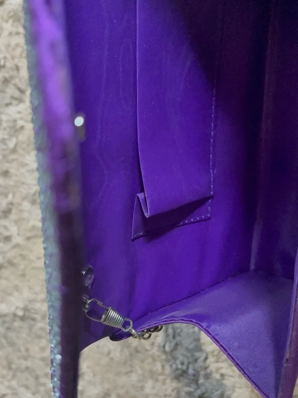 Purple Rhinestone Envelope Clutch with Chain Strap